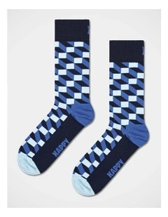 Filled Optic Crew Socks in Navy
