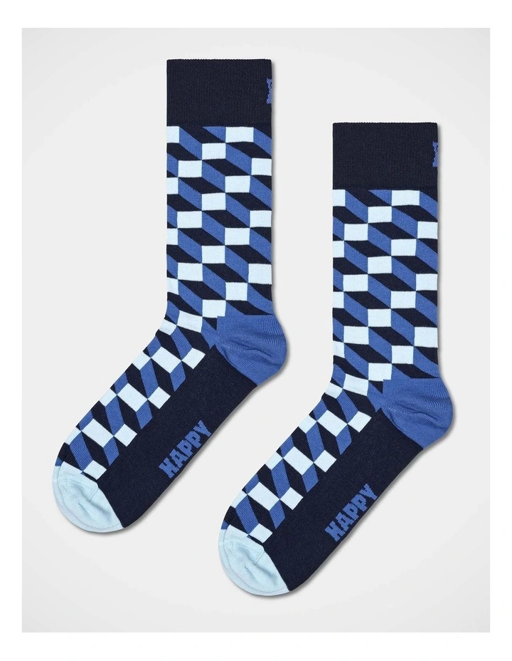 Filled Optic Crew Socks in Navy image 1