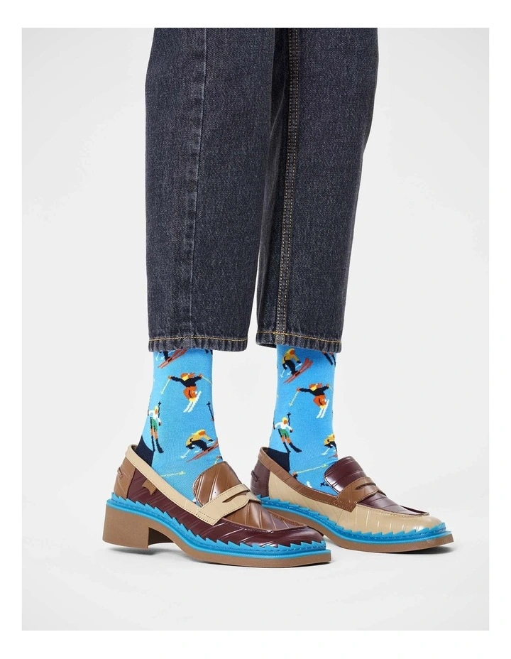 Skiing Crew Socks in Blue image 2