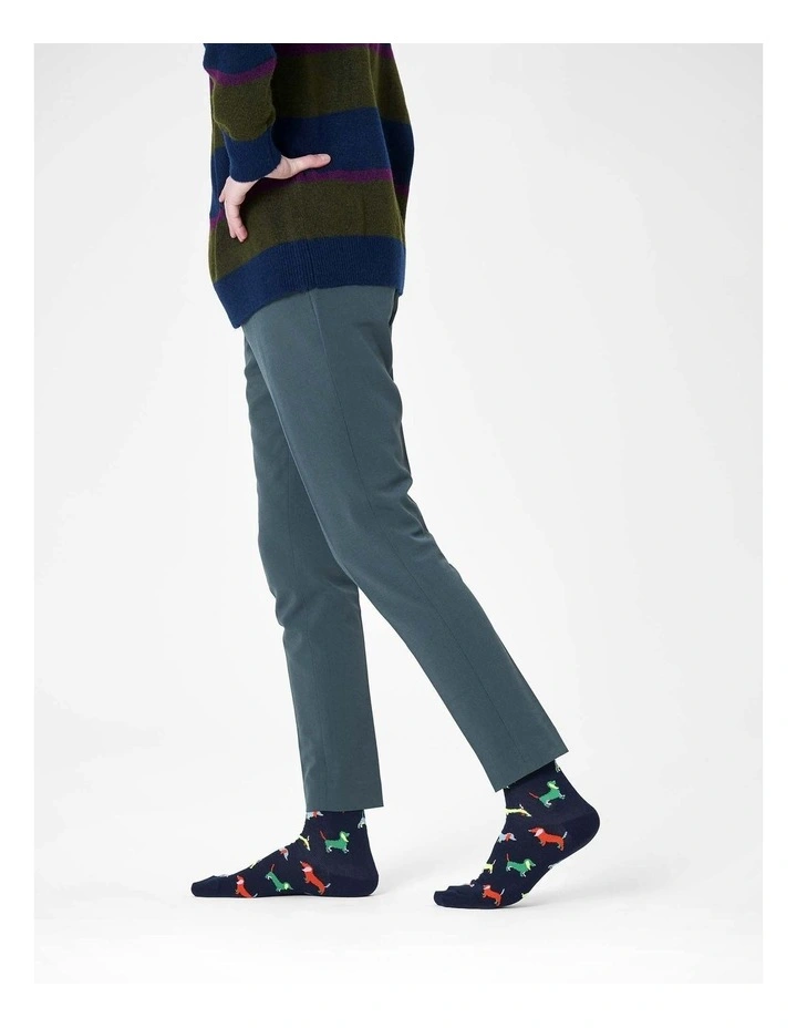 Puppy Love Crew Socks in Navy image 2