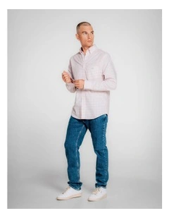 Regular Fit Classic Poplin Check Shirt in Light Pink