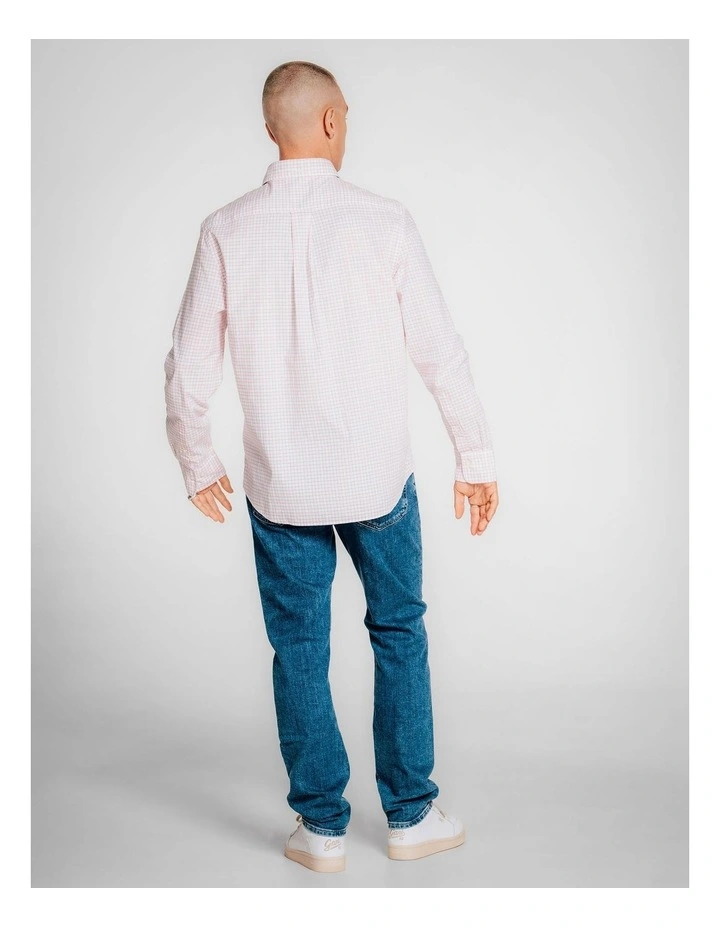 Regular Fit Classic Poplin Check Shirt in Light Pink image 2