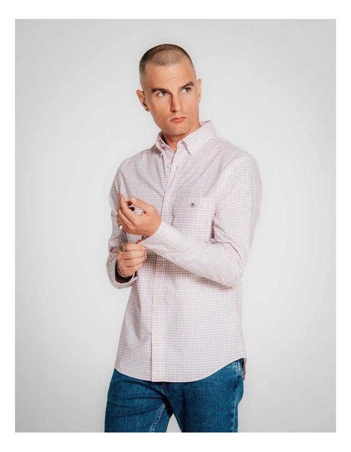 Regular Fit Classic Poplin Check Shirt in Light Pink image 3