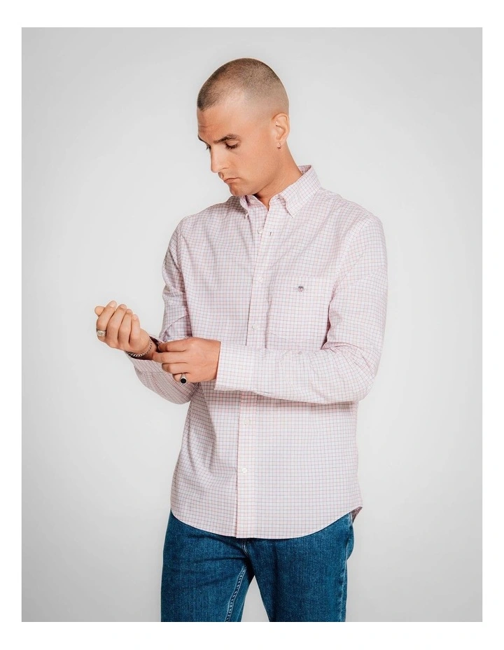 Regular Fit Classic Poplin Check Shirt in Light Pink image 4
