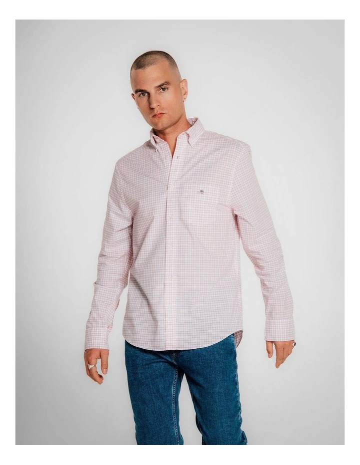 Regular Fit Classic Poplin Check Shirt in Light Pink image 5