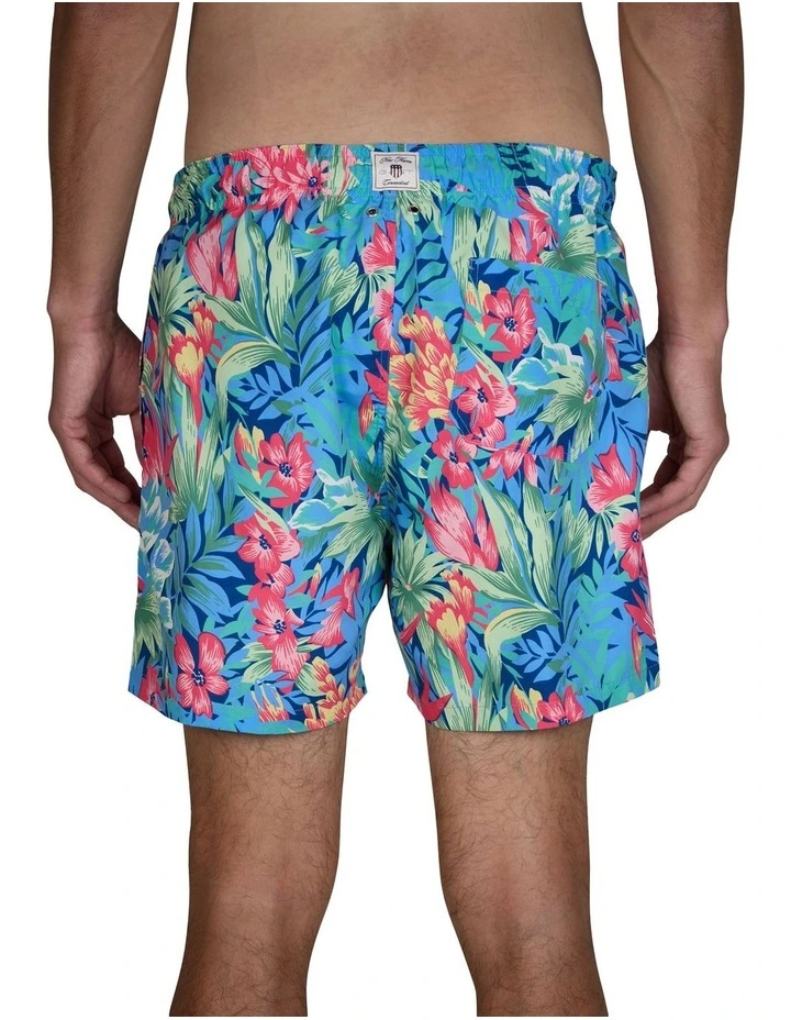 Floral Print Swim Shorts in Deep Cobalt image 2