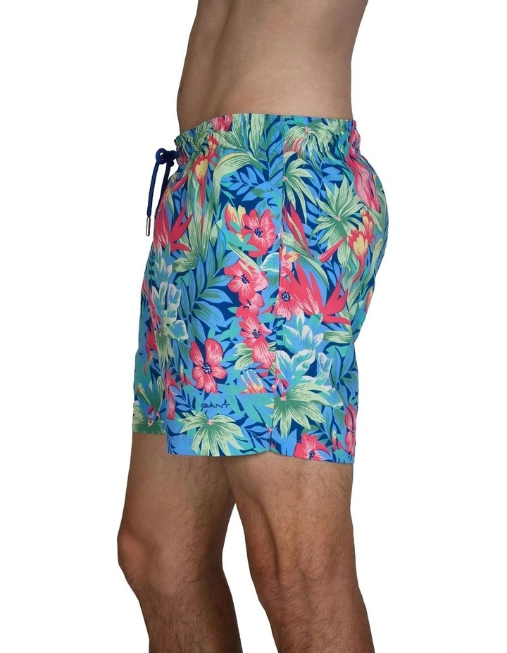 Floral Print Swim Shorts in Deep Cobalt image 3