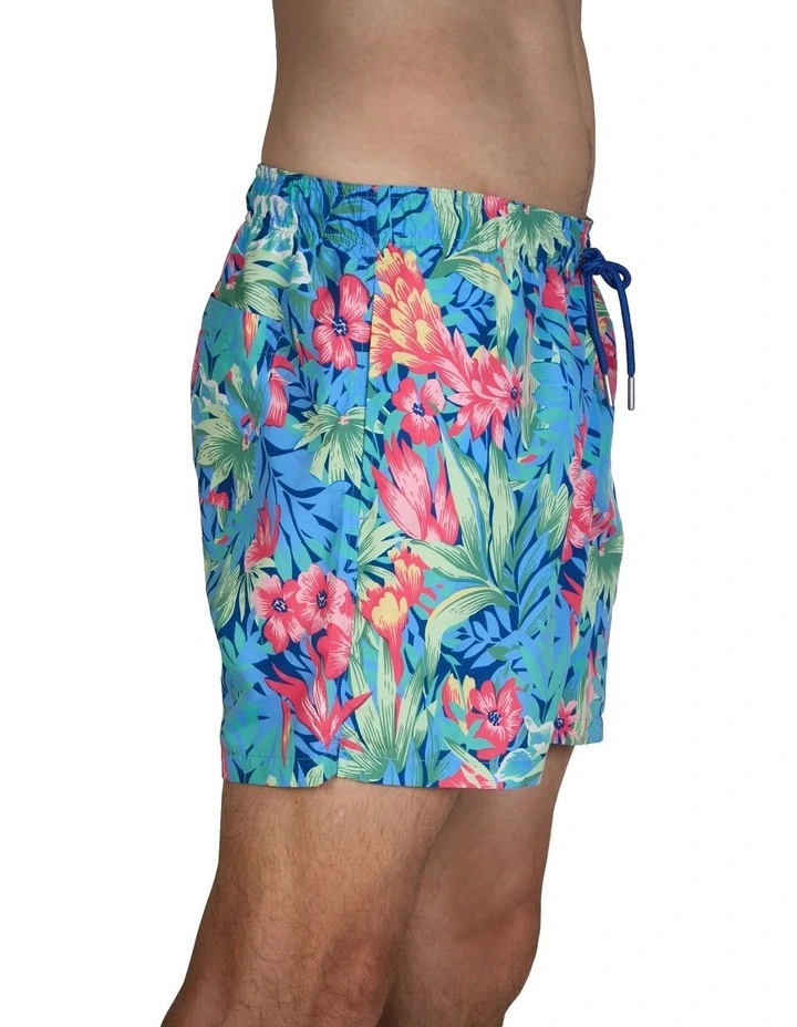Floral Print Swim Shorts in Deep Cobalt image 4