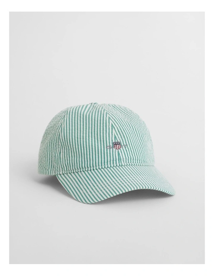 Striped Seersucker Cap in Vivid Green image 1