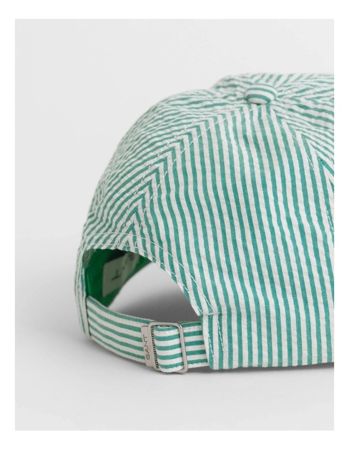 Striped Seersucker Cap in Vivid Green image 2