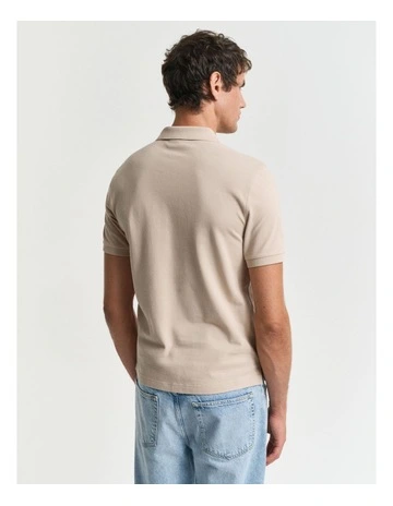 Regular Fit Shield Pique Polo Shirt In Dry Sand