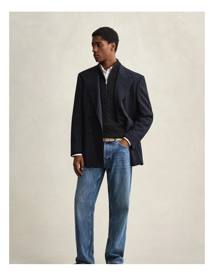 Cotton Cable Half-Zip Knit in Black image 4