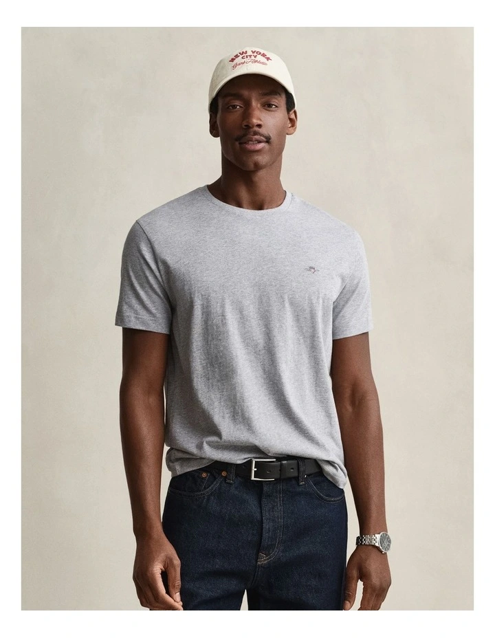 Regular Fit Shield T-Shirt in Grey Melange image 1