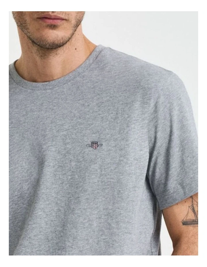 Regular Fit Shield T-Shirt in Grey Melange image 3