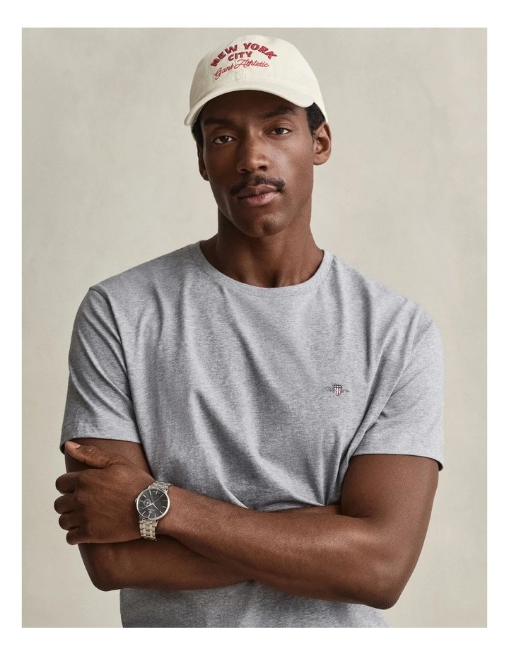 Regular Fit Shield T-Shirt in Grey Melange image 4