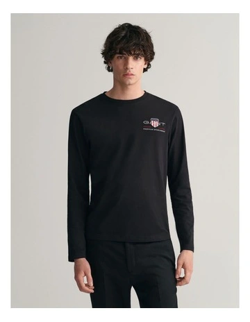 Medium Archive Shield Long Sleeve T-shirt in Black
