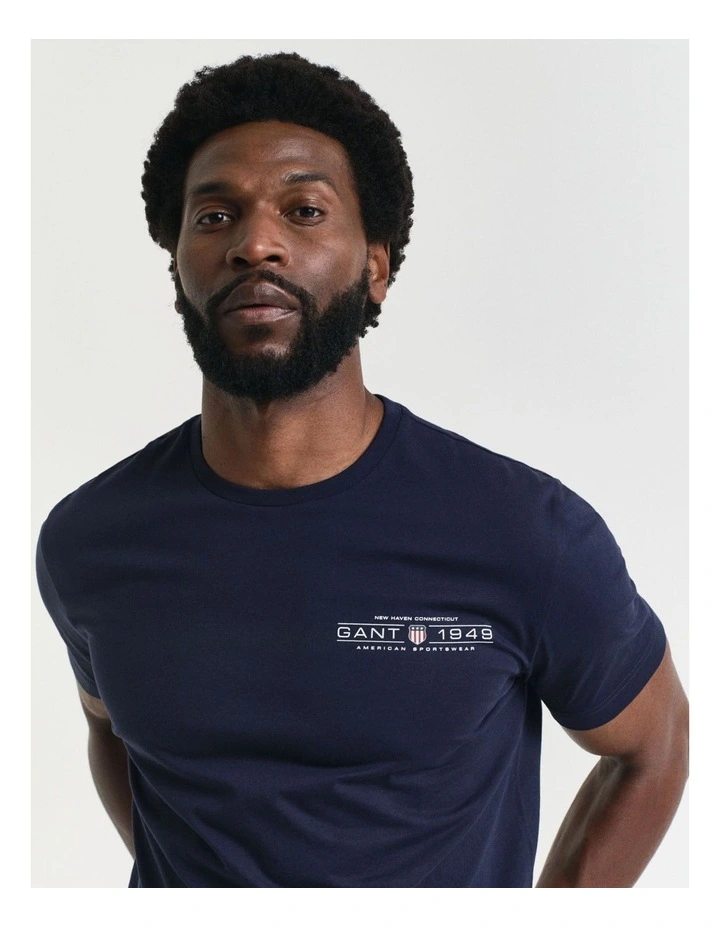 Printed Graphic T-Shirt in Evening Blue image 3