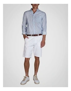 Relaxed Fit Twill Shorts in White