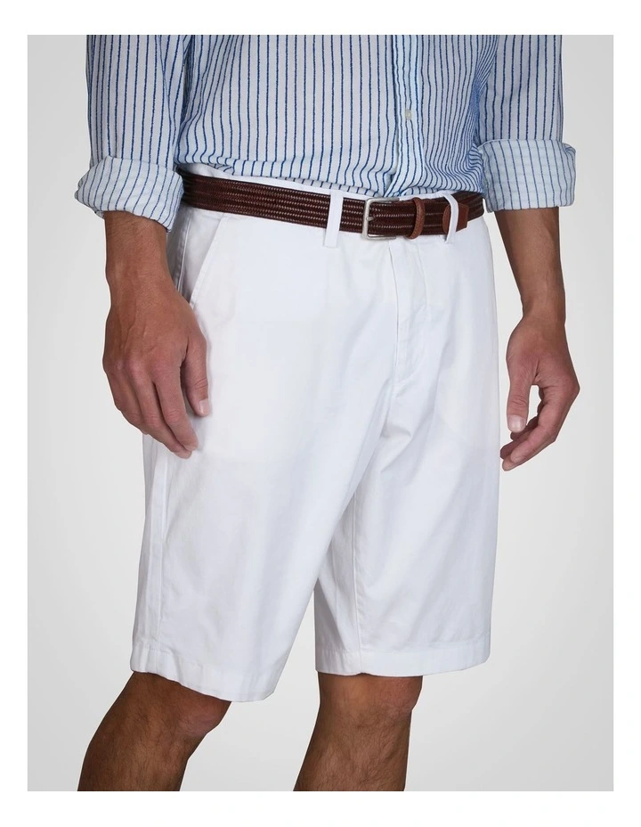 Relaxed Fit Twill Shorts in White image 3