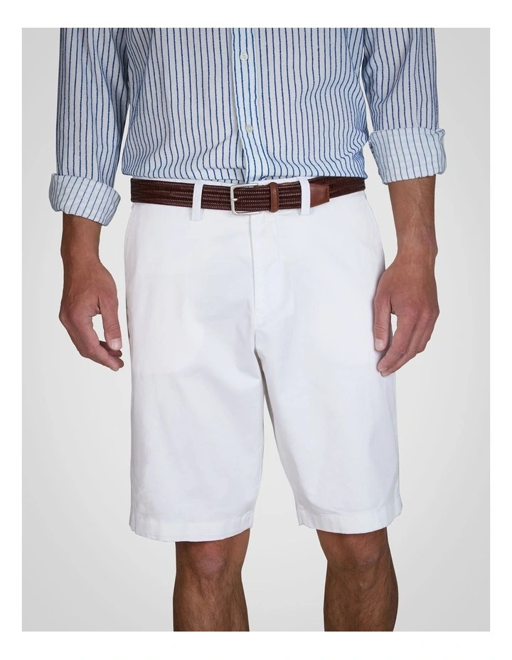 Relaxed Fit Twill Shorts in White image 4