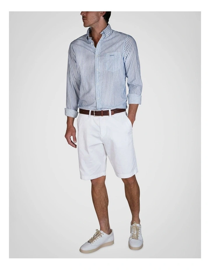 Relaxed Fit Twill Shorts in White image 5