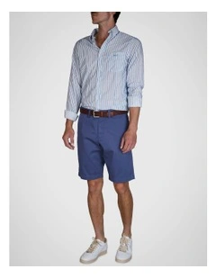 Relaxed Fit Twill Shorts in Dusty Navy