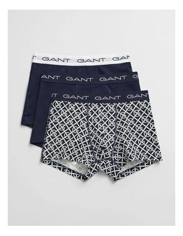 Geometric Patterned Trunk 3-Pack in Evening Blue