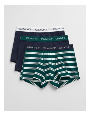 Striped Trunks 3-Pack in Deep Forest Green