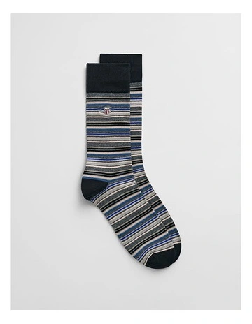 Shield Multi Striped Socks in Black