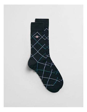 Shield Checked Socks in Black