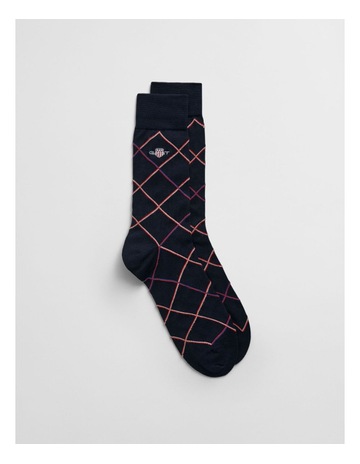 Shield Checked Socks in Evening Blue