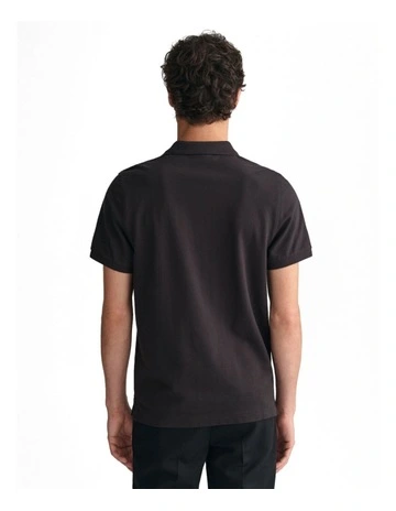 Regular Fit Shield Piqu Polo Shirt in Black