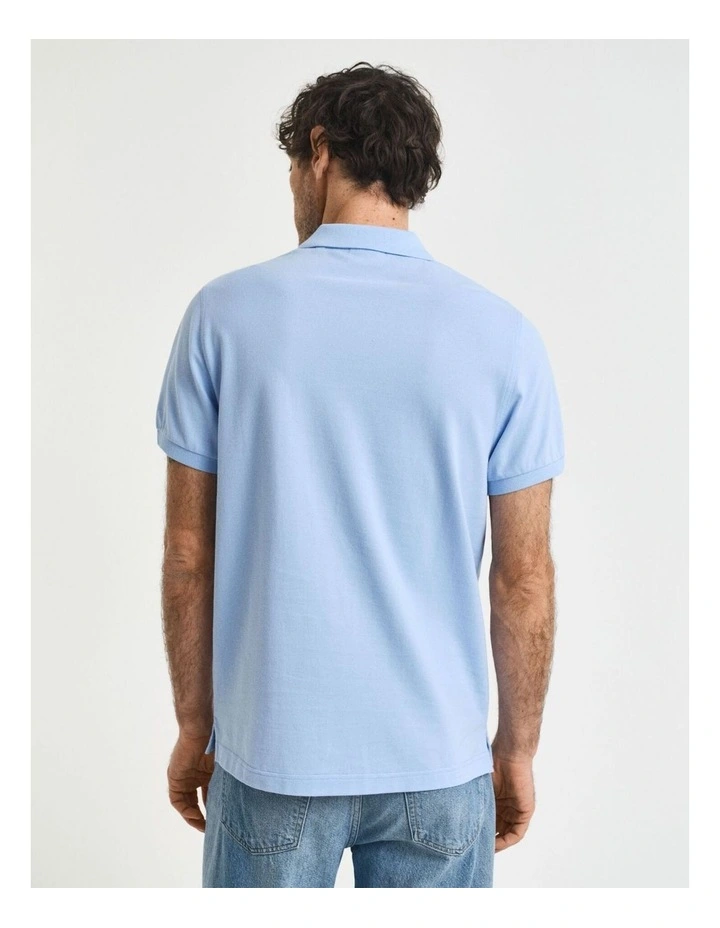 Regular Fit Shield Pique Polo Shirt in Capri Blue image 2
