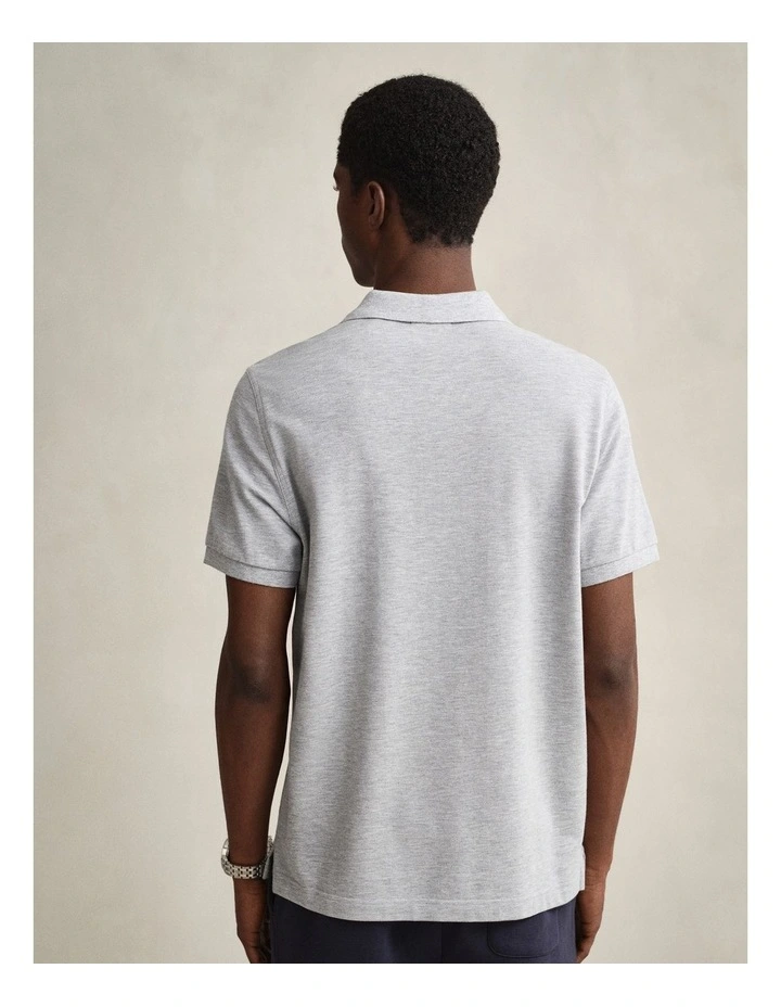 Regular Fit Shield Piqu Polo Shirt in Grey Melange image 2