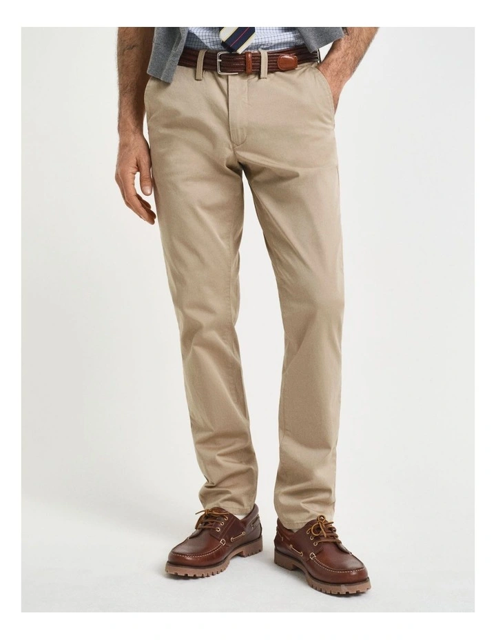 Slim Fit Twill Chinos in Dark Khaki image 1