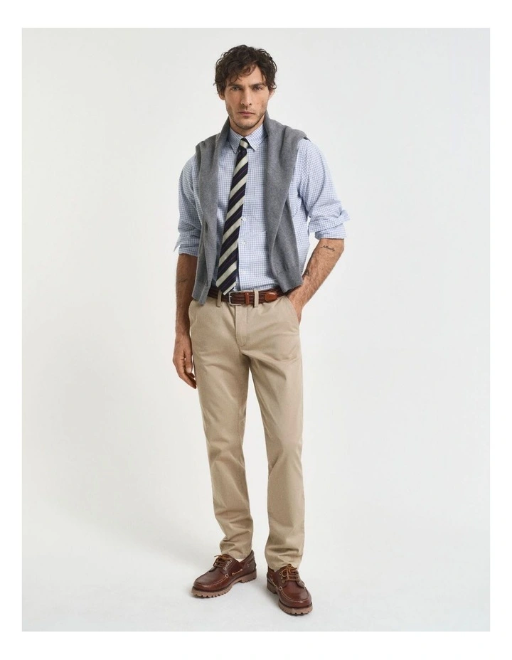 Slim Fit Twill Chinos in Dark Khaki image 3