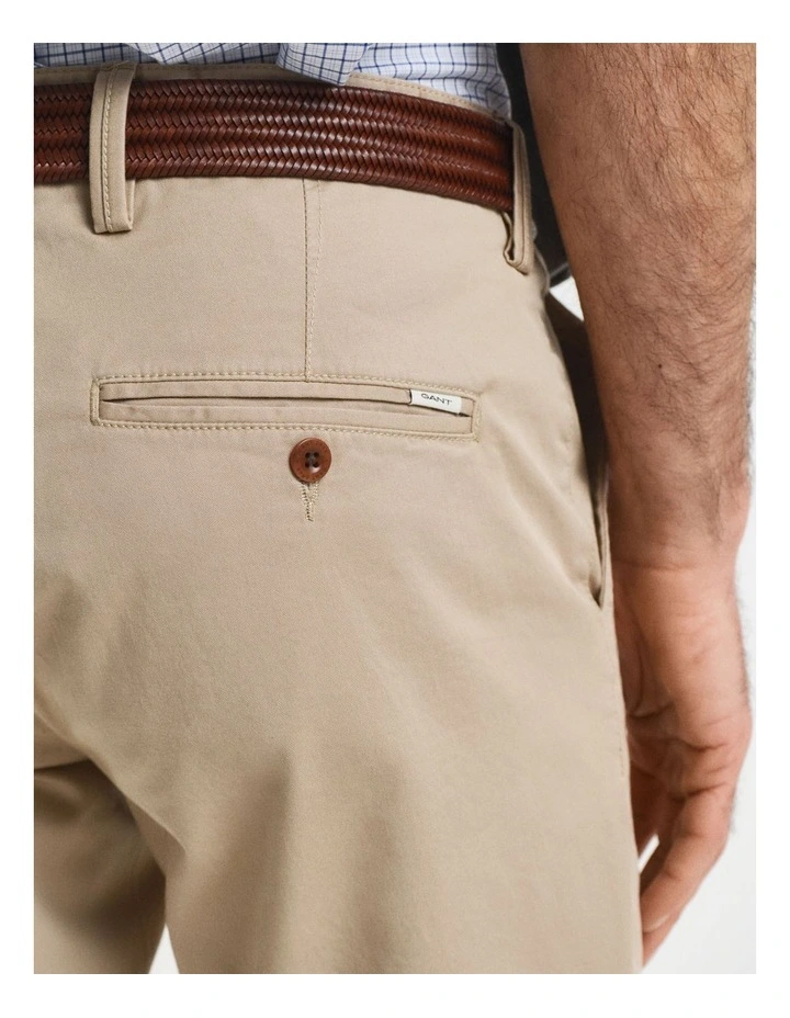 Slim Fit Twill Chinos in Dark Khaki image 4