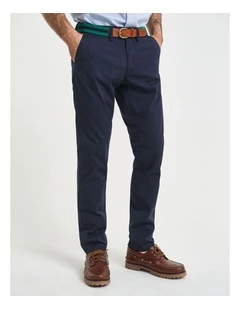Slim Fit Twill Chinos in Marine