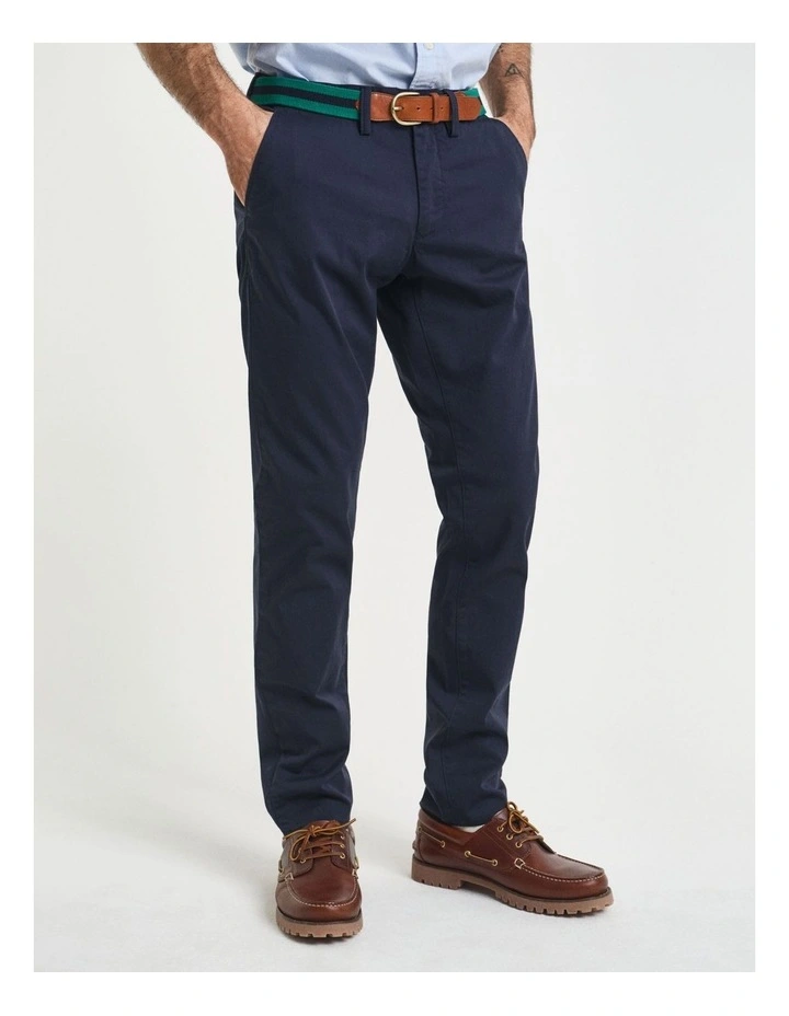 Slim Fit Twill Chinos in Marine image 1