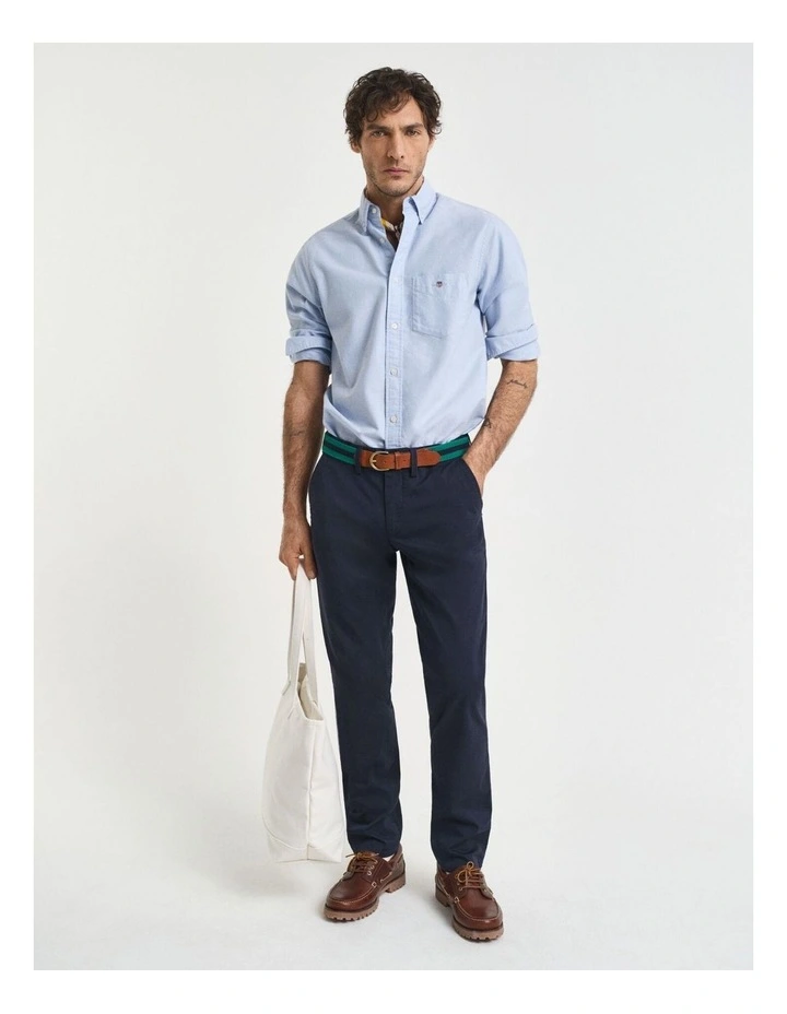 Slim Fit Twill Chinos in Marine image 3
