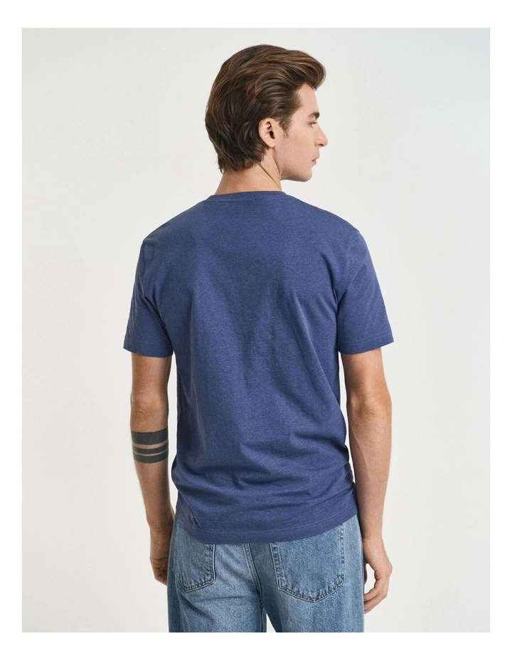 Regular Fit Shield T-shirt in Dark Jeansblue Melange image 2