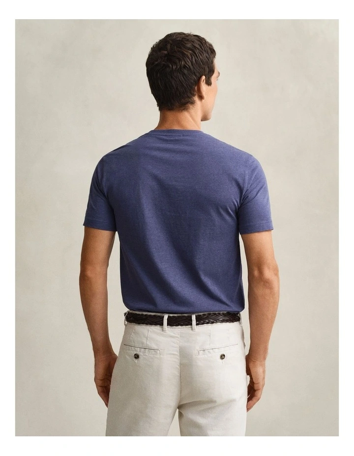 Regular Fit Shield T-shirt in Dark Jeansblue Melange image 2