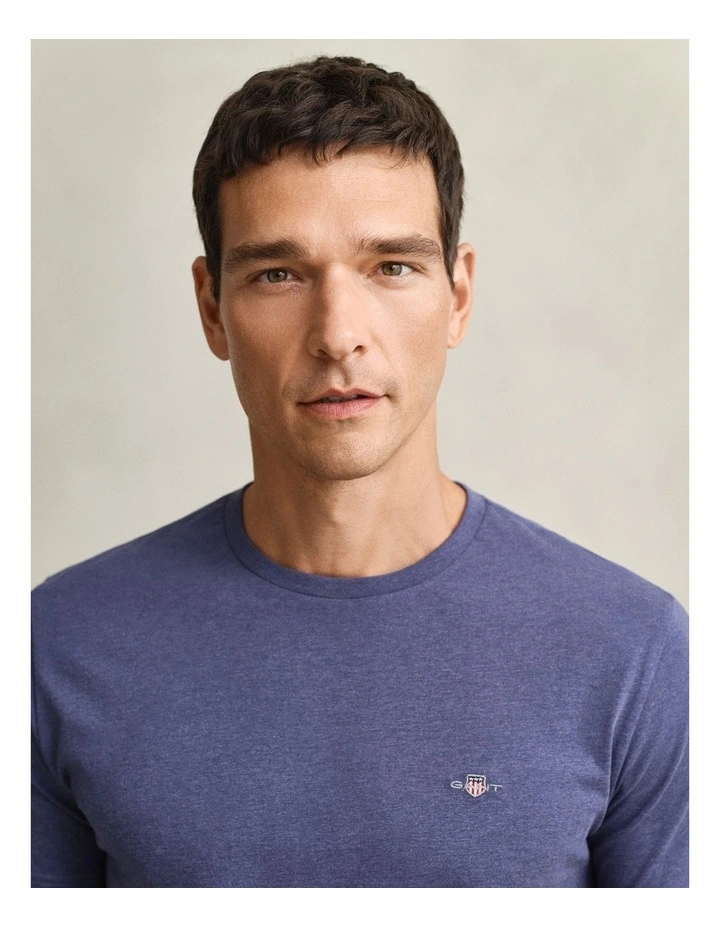 Regular Fit Shield T-shirt in Dark Jeansblue Melange image 3