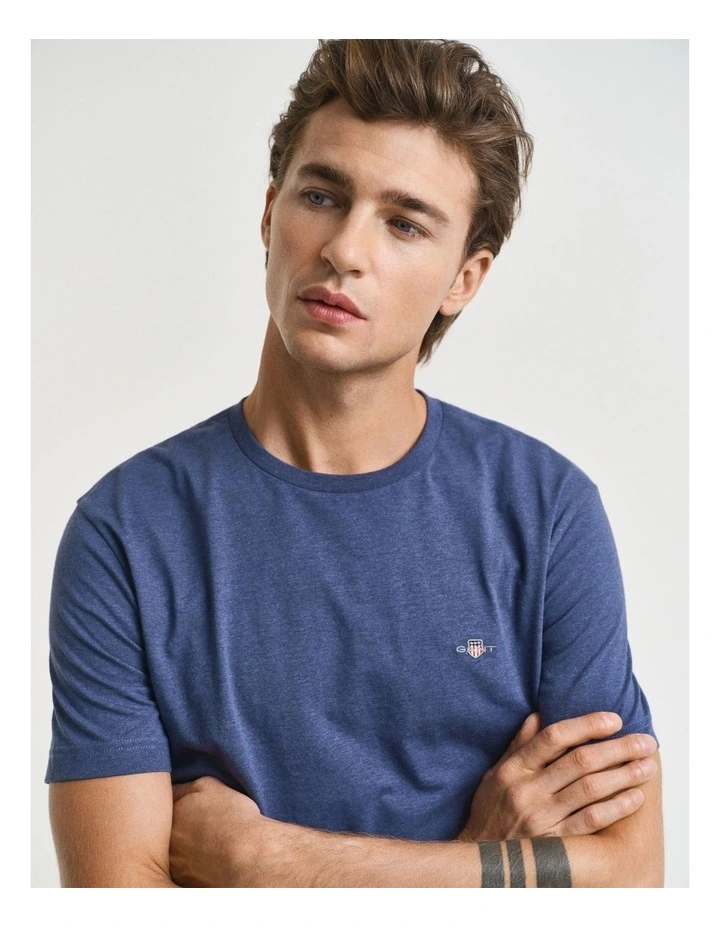 Regular Fit Shield T-shirt in Dark Jeansblue Melange image 4