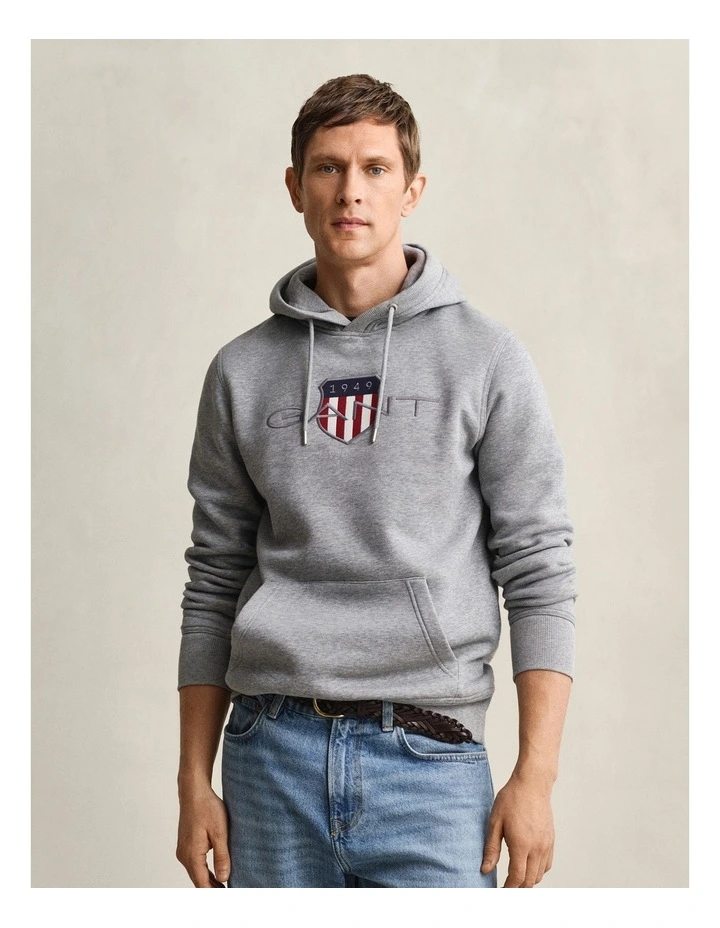 Shield Hoodie in Grey Melange image 1