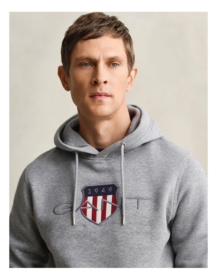 Shield Hoodie in Grey Melange image 3