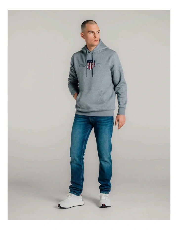 Shield Hoodie in Grey Melange image 4