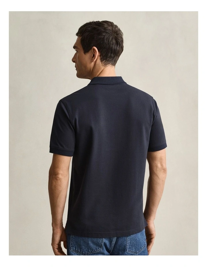 Contrast Pique Polo Shirt in Evening Blue image 2