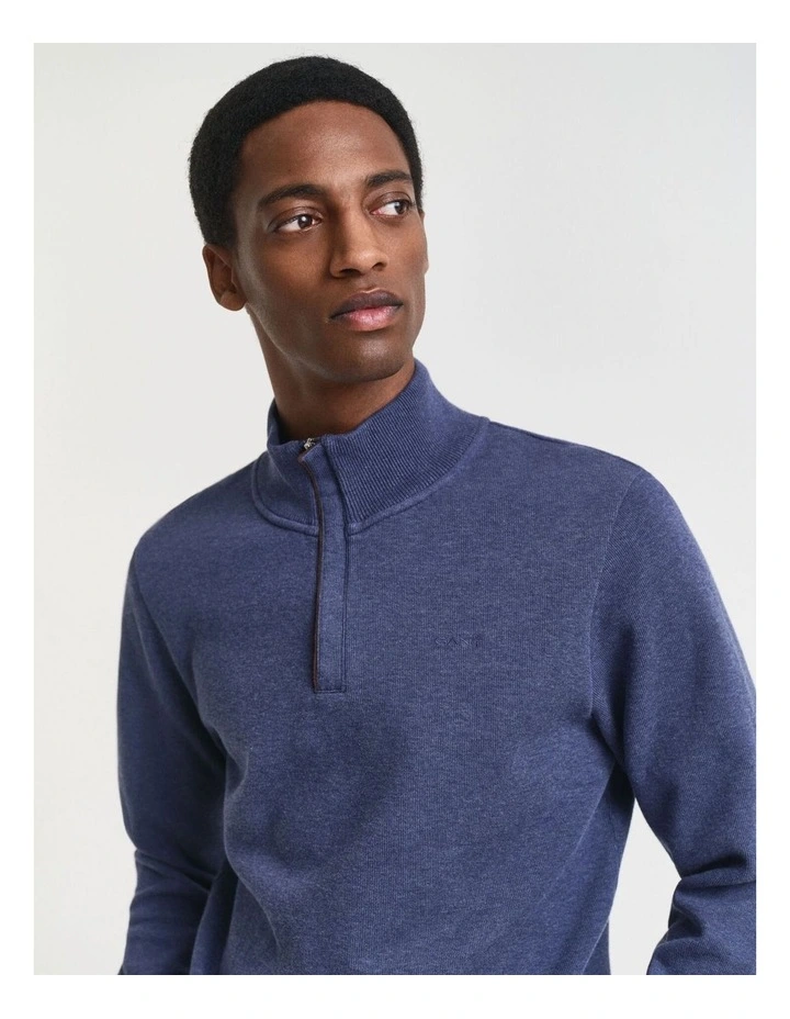 Sacker Rib Half-Zip Sweatshirt in Dark Jeans blue Melange image 3