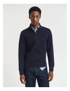 Sacker Rib Half-Zip Sweatshirt in Evening Blue